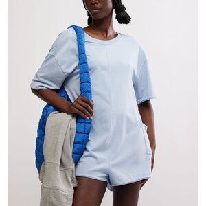 FP Movement by Free People Light Blue Short-Sleeve Romper